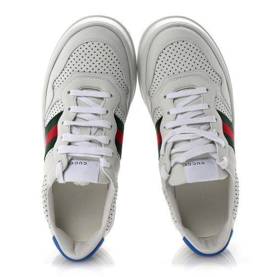 GUCCI ホワイト38.5 GUCCI Calfskin Web Perforated Womens Platform 55mm Sneakers