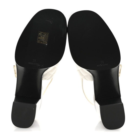 CHANEL ホワイトミュール　 38サイズ CHANEL Lambskin Quilted Peep Toe Wedge Sandals 38 White