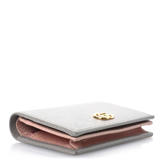 GUCCI Dollar Calfskin GG Marmont Card Case Grey Sky Perfect