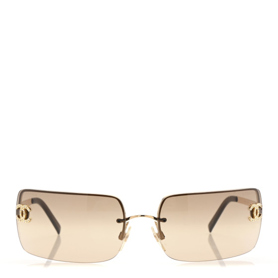 CHANEL リムレス サングラス 4104-Bココマーク ゴールド ダブルCC CHANEL Crystal CC Logo Sunglasses 4104-B Gold 1694665