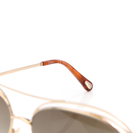 【美品】Chloe CARLINA Sunglasses GOLD BLUE Chloe' Carlina round sunglasses - Gold - Women | CE114SD706