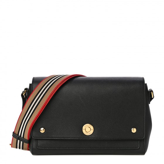 BURBERRY Grainy Calfskin Note Crossbody Bag Black 916826 FASHIONPHILE