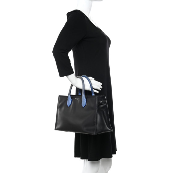 BALENCIAGA Calfskin Karung Padlock Nude Work XS Bag Black