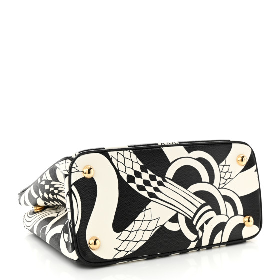 PRADA Saffiano Sanke Print Mini Galleria Double Zip Tote