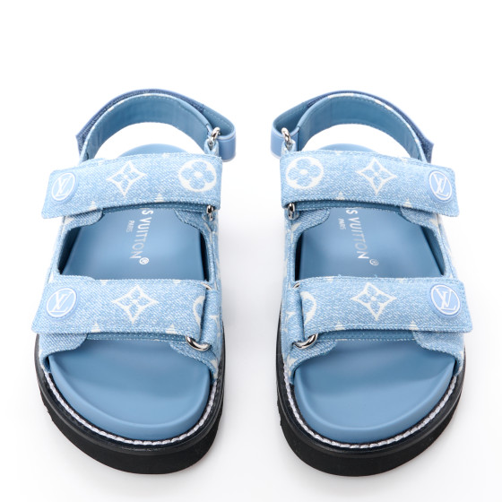 LOUIS VUITTON Monogram Denim Paseo Flat Comfort Sandals 35