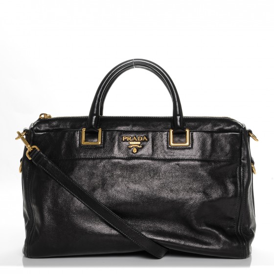 PRADA Glace Calf Extra Wide Tote Nero Black 191260 FASHIONPHILE