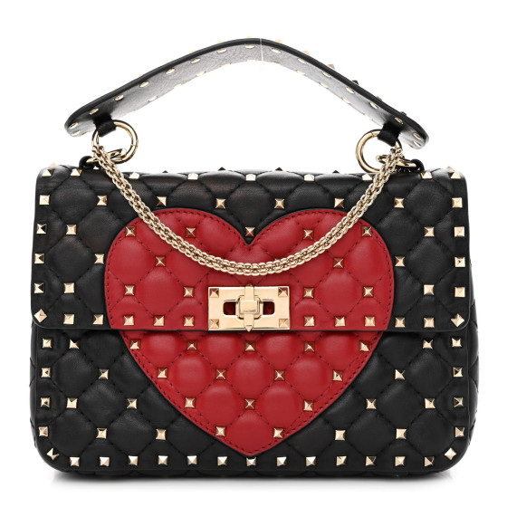 VALENTINO GARAVANI Nappa Quilted Medium Heart Rockstud Spike