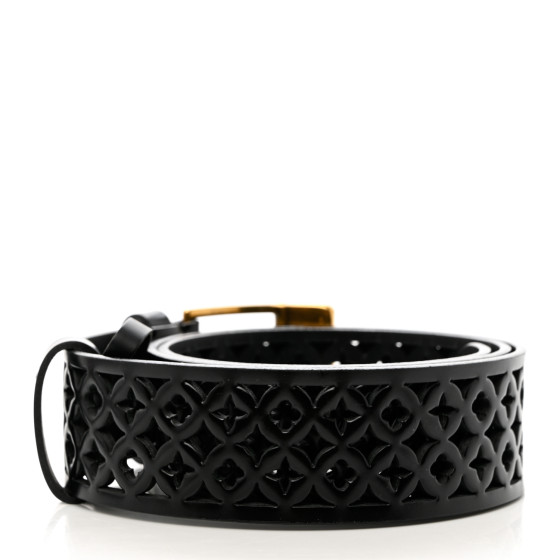 LOUIS VUITTON Calfskin Perforated Laser Cut Belt 80 32 Black