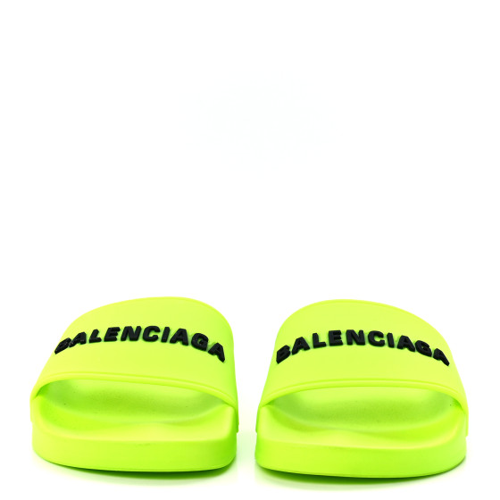 BALENCIAGA Smooth Rubber Logo Bi-Color Womens Pool Slide