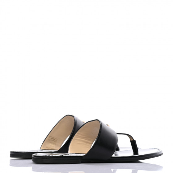 セール★Jimmy Choo★JC FLAT JIMMY CHOO Kid JC Flat Sandals 39 Black 854149 | FASHIONPHILE