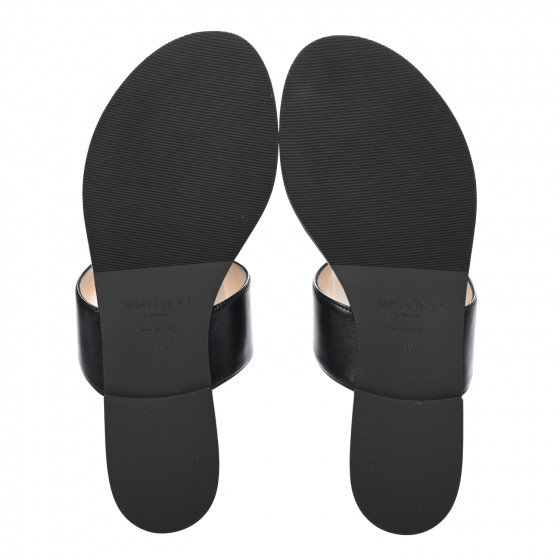 セール★Jimmy Choo★JC FLAT JIMMY CHOO Kid JC Flat Sandals 39 Black 854149 | FASHIONPHILE