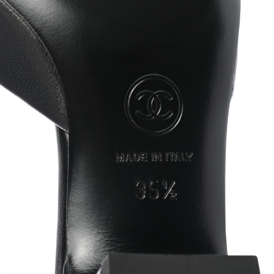 CHANEL Lambskin Grosgrain Cap Toe Logo Ankle Strap Pumps