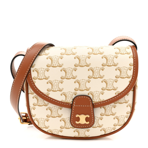 CELINE Triomphe Canvas Calfskin Mini Besace Bag White