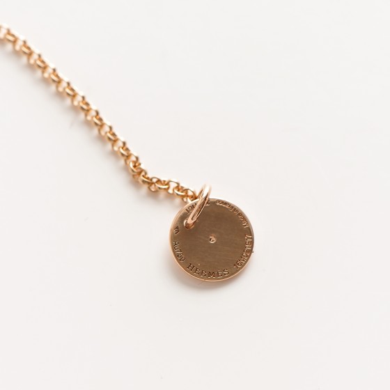 HERMES 18K Rose Gold Diamond Gambade Necklace 187941