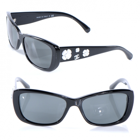 CHANEL Camellia CC Sunglasses 5186 Black 51982 | FASHIONPHILE