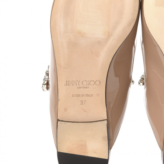 JIMMY CHOO ベージュ ミュール 37 JIMMY CHOO Patent Crystal Bing Mule Flats 37 Ballet Pink