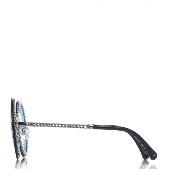 激レア CHANEL ドバイ クルーズコレクション 2014 日本入荷数本 CHANEL Chain Round Sunglasses 4245 Blue Silver 490244
