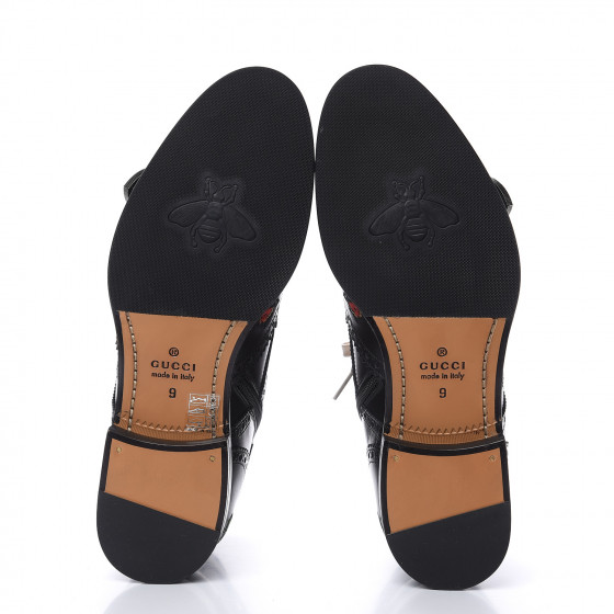 GUCCI Calfskin Bug Embroidered Mens Queercore Brogue Wingtip