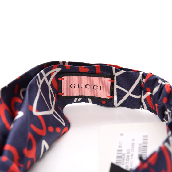 GUCCI Silk GucciGhost Stars Print Duchesse Headband Sapphire