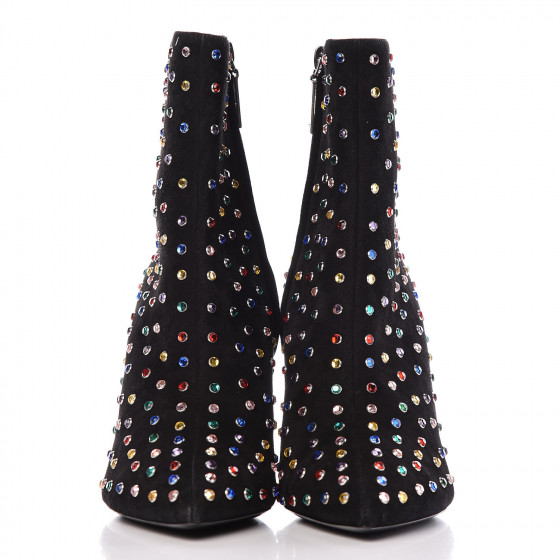 ブーツその他 Saint Laurent Betty Embellished Ankle Boots SAINT LAURENT Suede Crystal Betty 95 Ankle Boots 38 Black