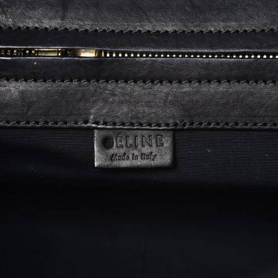 CELINE Calfskin Crocodile Embossed Rider Tote Black 362214