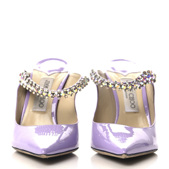 JIMMY CHOO Patent Crystal Bing 100 Pumps 38.5 Wisteria