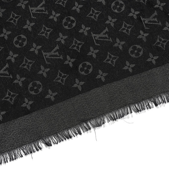 黒柴さん専用LOUIS VUITTONストール シルク100% LOUIS VUITTON Silk Lurex Wool Monogram Shine Shawl Black