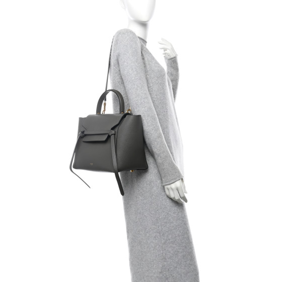 CELINE Grained Calfskin Mini Belt Bag Grey