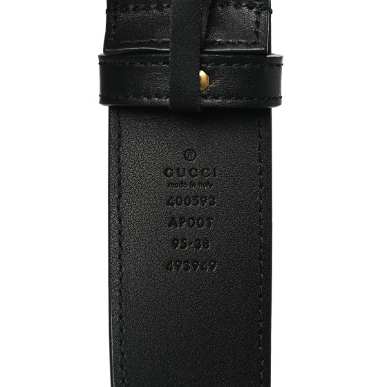 GUCCI ブラックレザー ベルト 95/38 GUCCI Textured Calfskin Double G 40mm Belt 95 38 Black