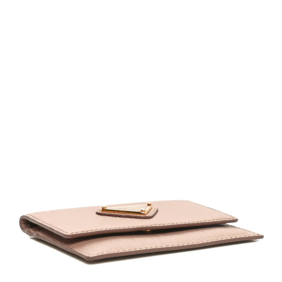 PRADA Vitello Move Triangle Logo Card Holder Cipria 1696632