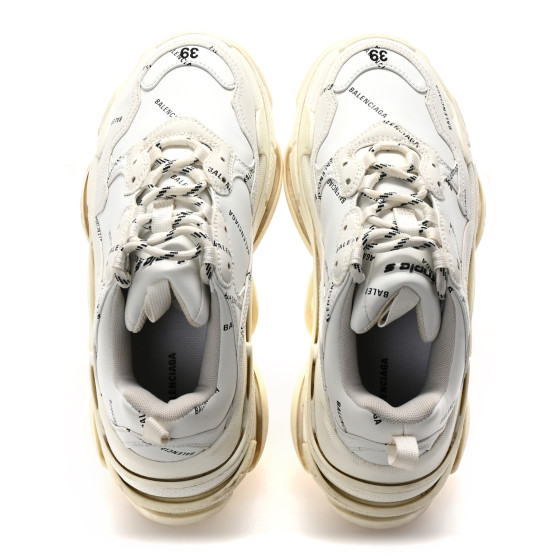 BALENCIAGA TRIPLE Sスニーカー 43 ALLOVER LOGO Balenciaga Triple S Allover Logo Black メンズ - 536737 W2FA1