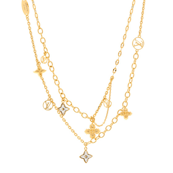 LOUIS VUITTON Metal Crystal Blooming Supple Necklace 1702958
