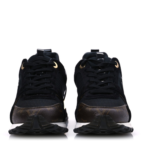 LOUIS VUITTON Suede Monogram Run Away Sneakers 36 Black
