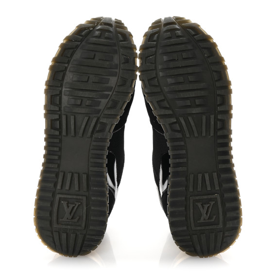LOUIS VUITTON Suede Monogram Run Away Sneakers 36 Black