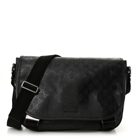 GUCCI ブラック メッセンジャーバッグ GUCCI グッチ GGエンボス メッセンジャーバッグ ブラック レザー