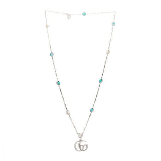 GUCCI turquoise necklace グッチ ターコイズネックレス GUCCI Sterling Silver Blue Topaz Mother of Pearl Turquoise