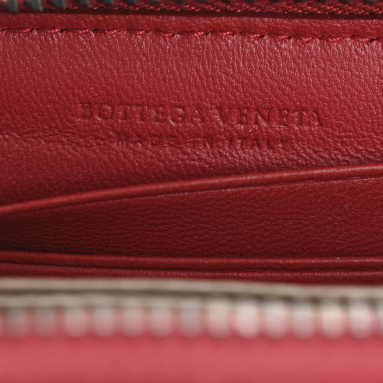 BOTTEGA VENETA Nappa Intrecciato Zip Around Coin Purse Red