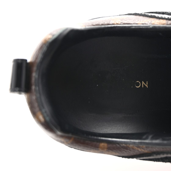 LOUIS VUITTON Suede Monogram Run Away Sneakers 36 Black