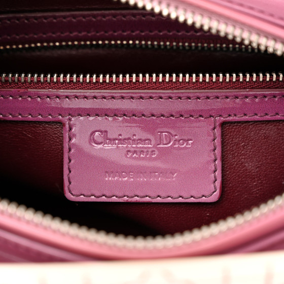 CHRISTIAN DIOR Patent Cannage Gradient Medium Lady Dior Pink