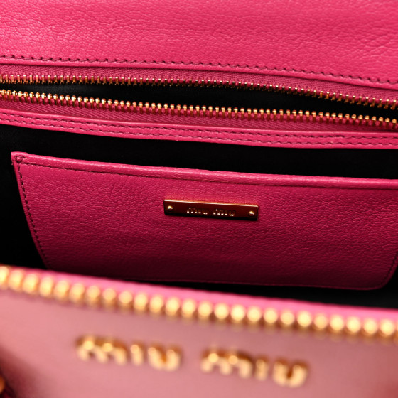 MIU MIU Goatskin Madras Bi-Color Bowling Bag Rosa Peonia