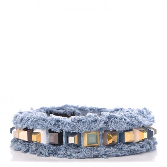 FENDIリボン FENDI Denim Fringe Studded Strap You Blue Multicolor 313901