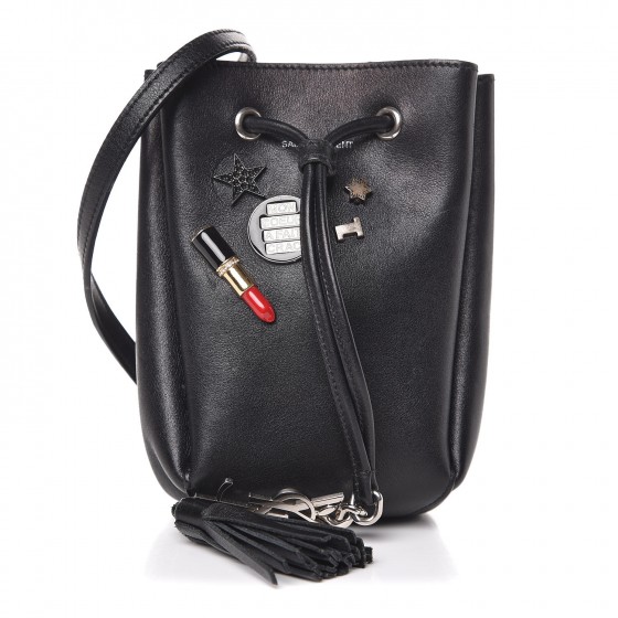 【SAINT LAURENT】MONOGRAM BUCKET BAG Saint Laurent YSL Monogram Striped Drawstring Bucket Bag