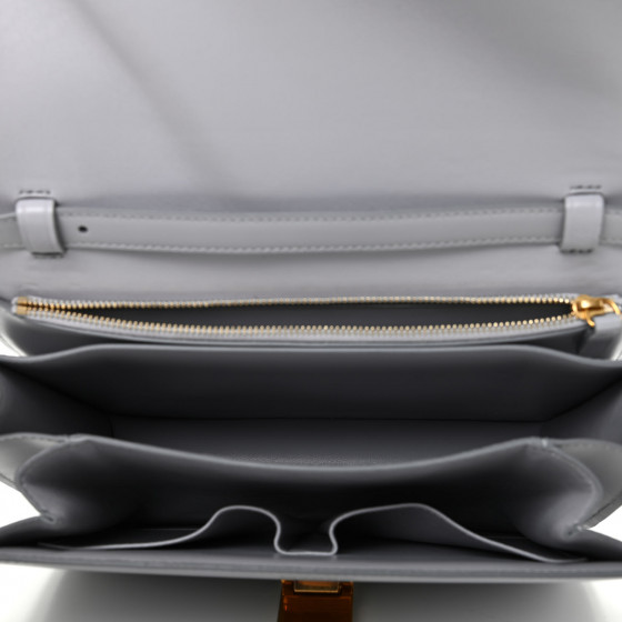 CELINE Box Calfskin Medium Classic Box Flap Bag Light Grey