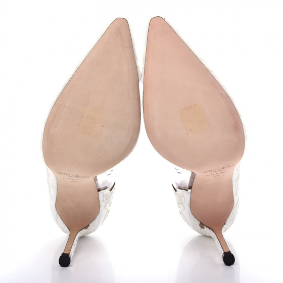 JIMMY CHOO Floral Cutout PVC Romy 100 Pointy Toe Pumps 39