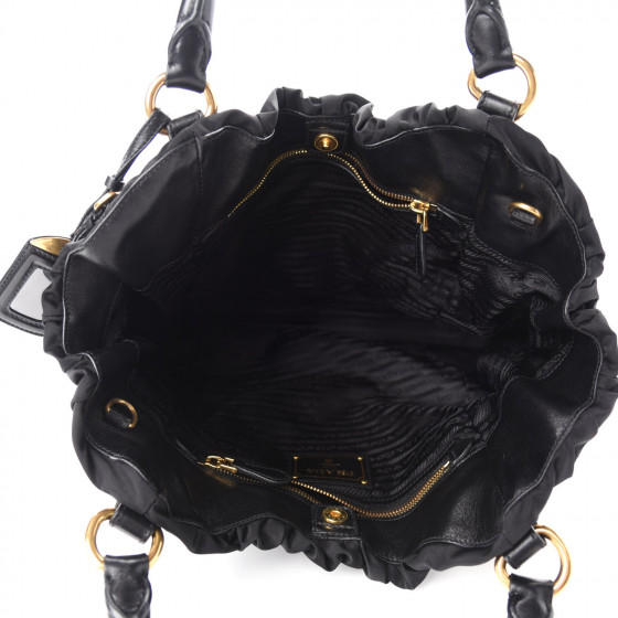 PRADA Tessuto Nylon Jacquard Logo Tote Black 744934