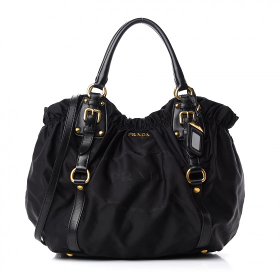 PRADA Tessuto Nylon Jacquard Logo Tote Black 744934