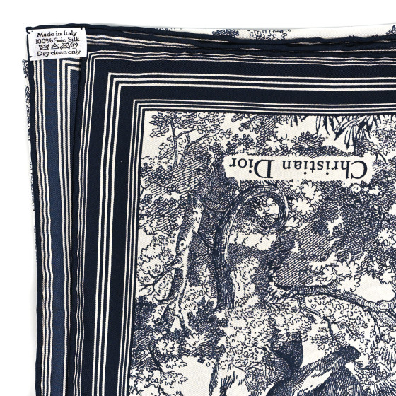 CHRISTIAN DIOR Silk Toile De Jouy Scarf Blue 1153206