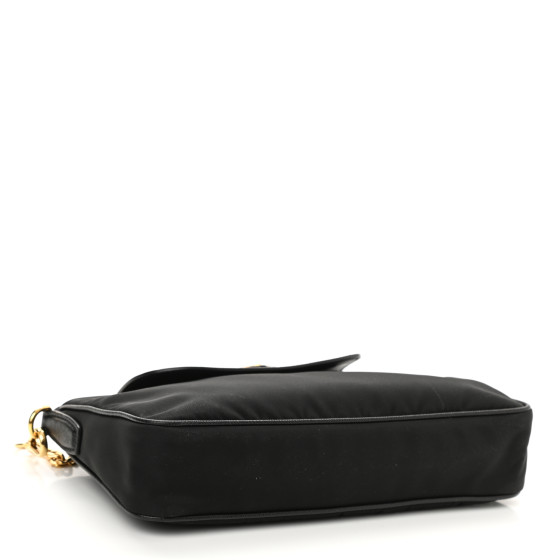Prada Fiordaliso Tessuto Nylon/Patent Leather Logo Buckle