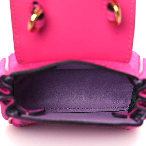 VERSACE Suede Crystal Studded Micro La Medusa Bag Pink