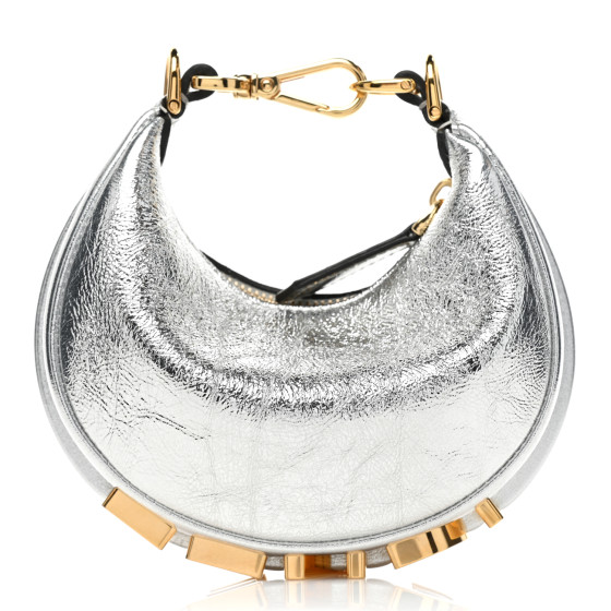 FENDI Rock Millenium Nano Fendigraphy Hobo Charm Argento